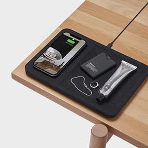 Catch:3 valet tray with charging station